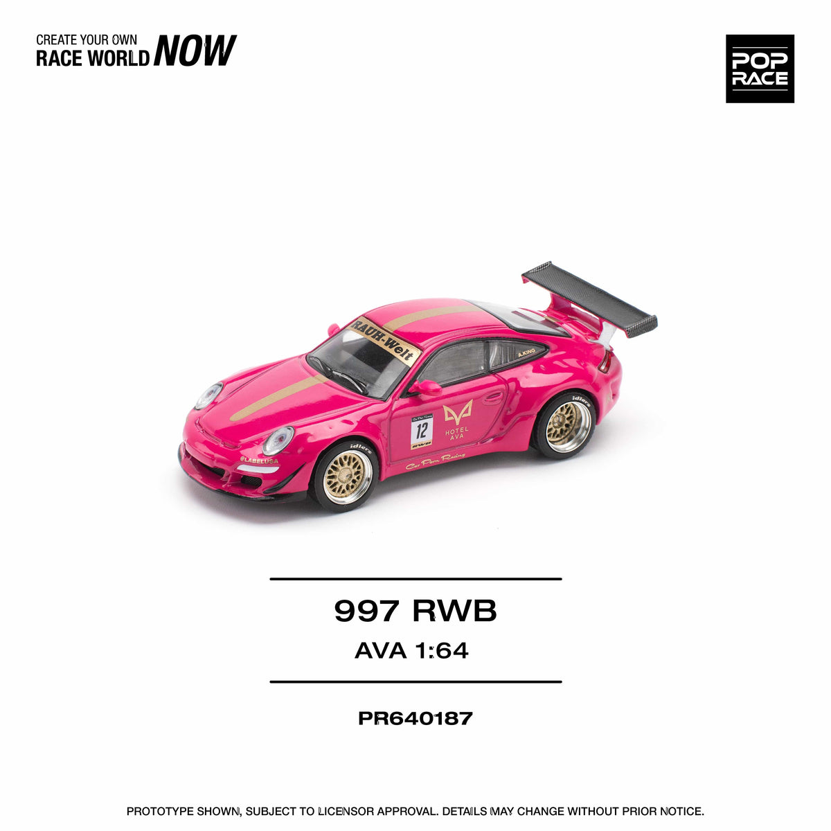 Porsche RWB 997 Pink AVA Pop Race 1/64 scale