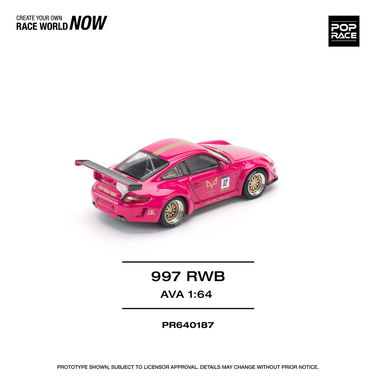 Porsche RWB 997 Pink AVA Pop Race 1/64 scale