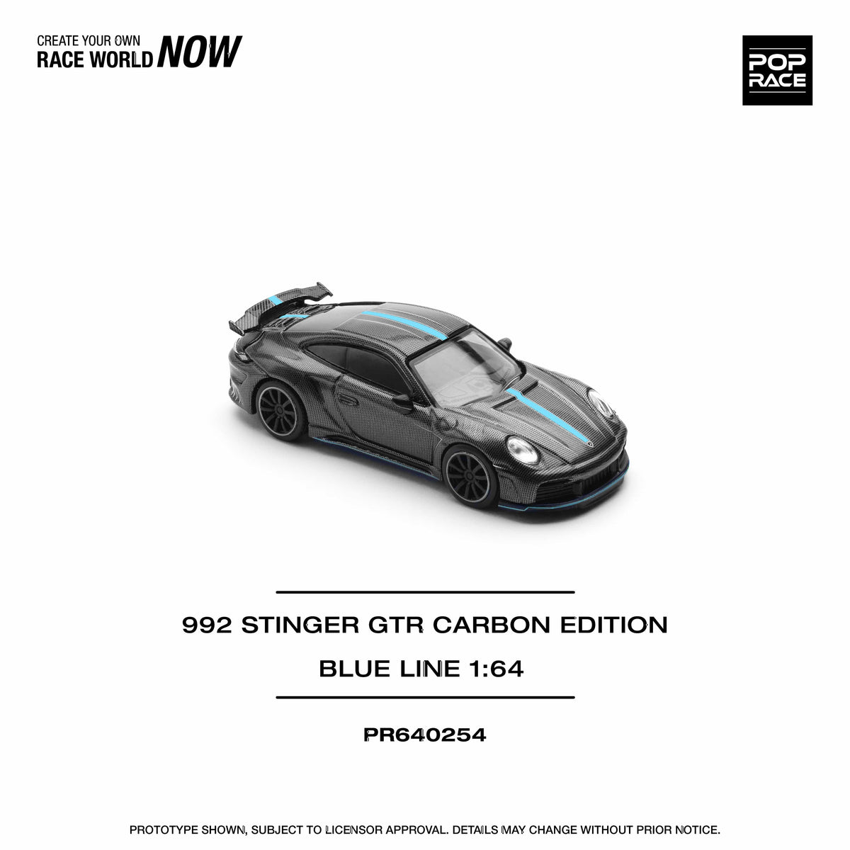 Porsche 992 Stinger Carbon edition Blue line Pop Race 1/64 scale