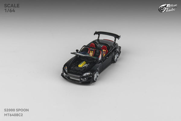 Honda S2000 Metallic Black Spoon Sports Micro Turbo 1/64 scale