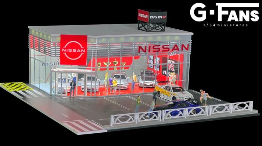 Nissan Nismo Dealership Diorama with LED lights 1/64 Diorama G-Fans