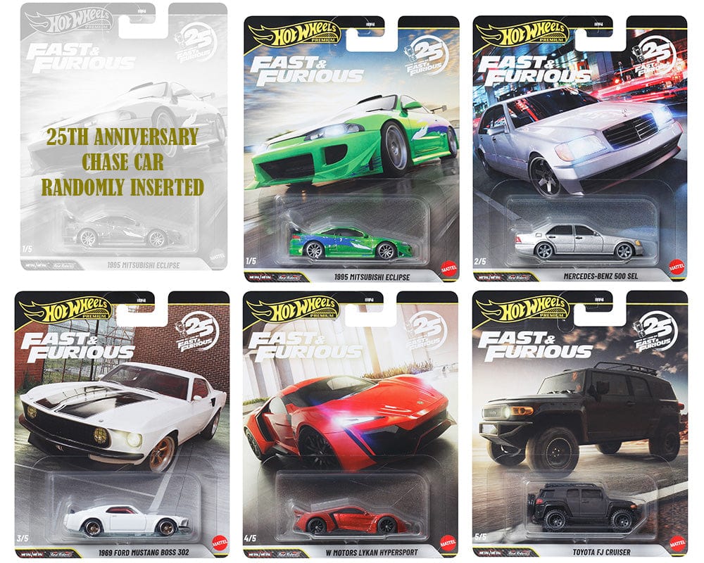 10x Car Case Hot Wheels 1:64 Fast & Furious 25Th Anniversary Premium 2026 N Assortment