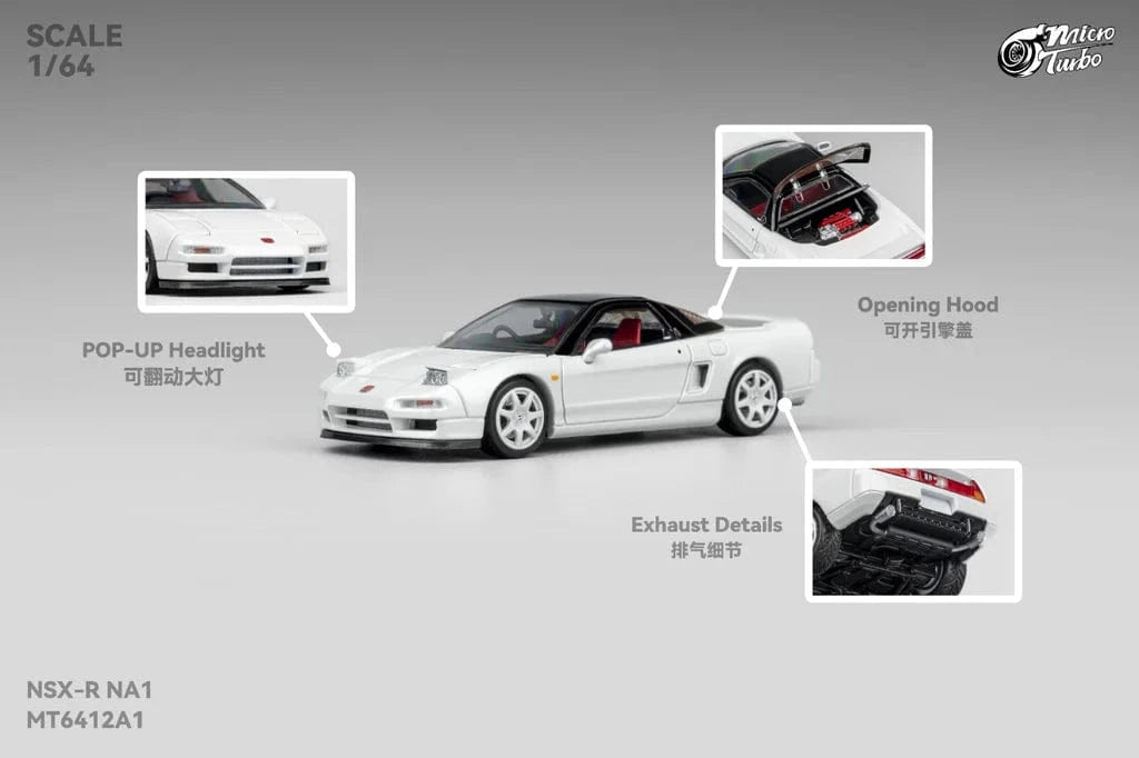 NSX-R Metallic White Micro Turbo 1/64 scale