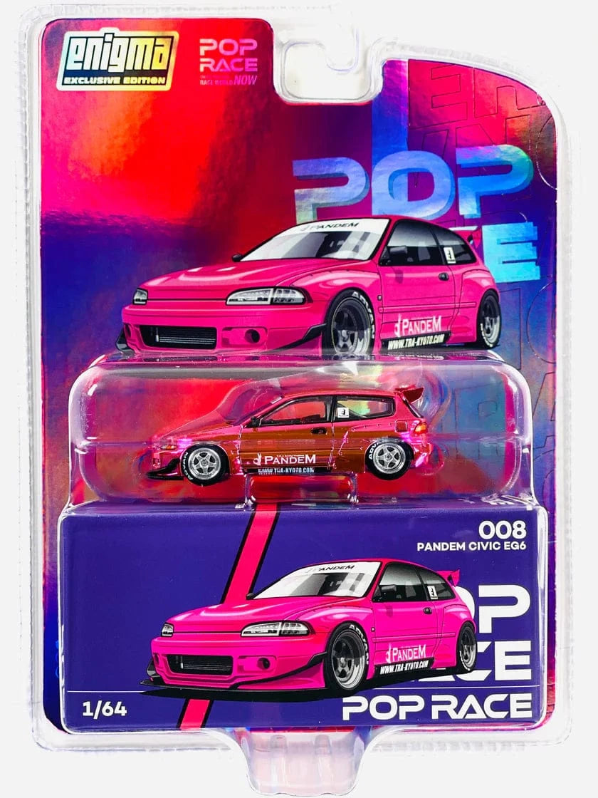 Chase Pandem Honda Civic EG6 Pink Pop Race Enigma Collab Special Edition 1/64