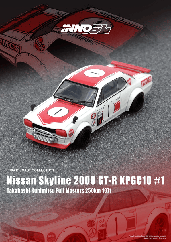 Nissan Skyline 2000 GT-R KPGC10 #1 Takahashi Kunimitsu Fuji Masters 250Km 1971 Inno64 1/64 scale