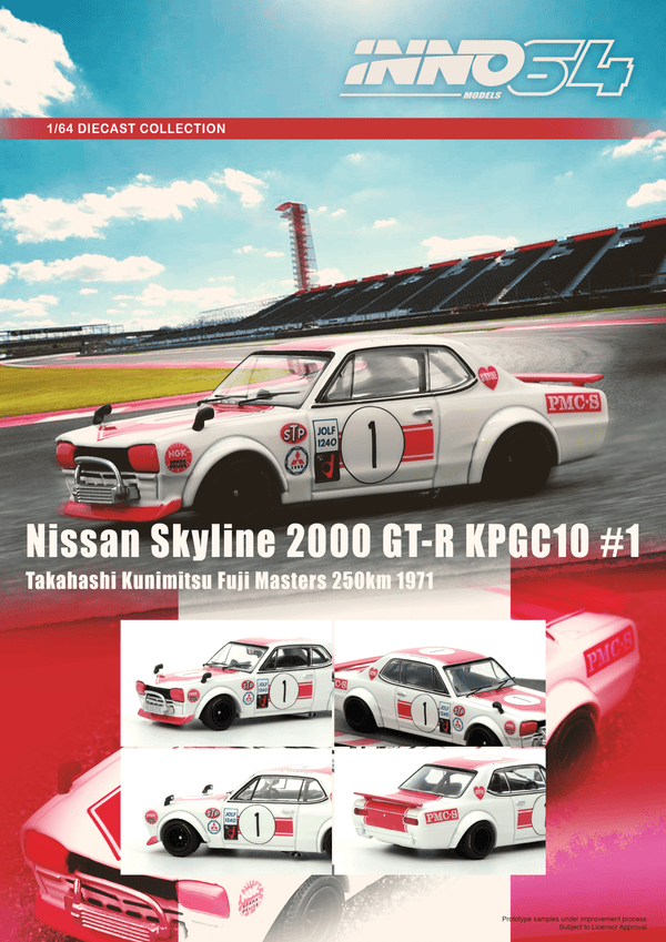 Nissan Skyline 2000 GT-R KPGC10 #1 Takahashi Kunimitsu Fuji Masters 250Km 1971 Inno64 1/64 scale
