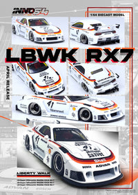 Mazda RX7 FD3S Liberty Walk Super Silhouette White Advan Inno64 1/64 scale
