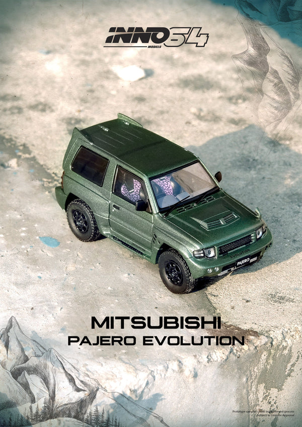Mitsubishi Pajero Evolution Satin Green Inno64 1/64 scale