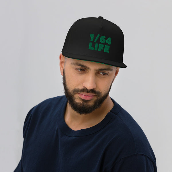 1/64 Life Snapback Hat Green on Black