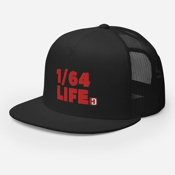 Trucker Cap 1/64 Life Red on Black diecast clothing