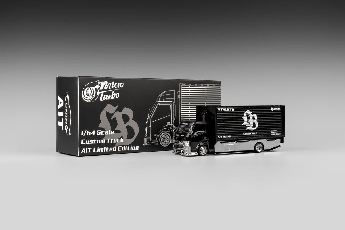 Custom Box Truck Silhouette Liberty Walk Black Micro Turbo 1/64 scale