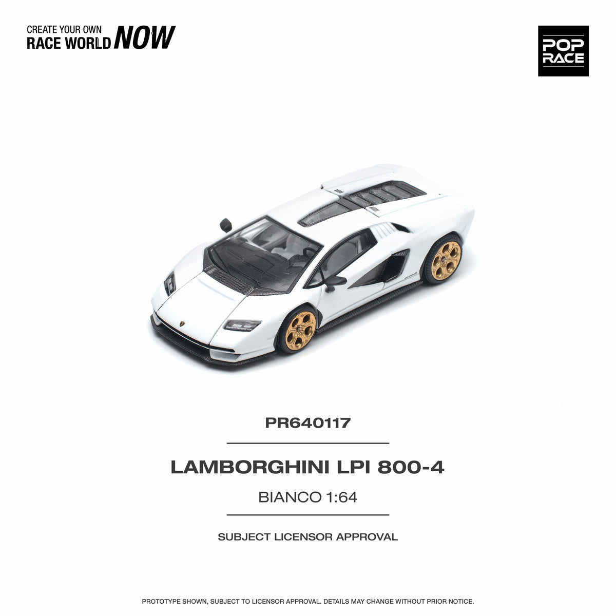 Lamborghini Countach LPI 800-4 Bianco Siderale Pop Race 1/64 scale