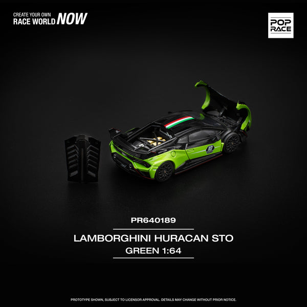 Lamborghini Huracan STO 10th Anniversario Green Black Pop Race 1/64 scale (pre-order)