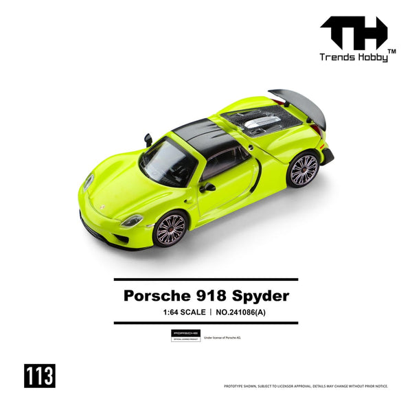 Porsche 918 Spyder Acid Yellow Trends Hobby 1:64