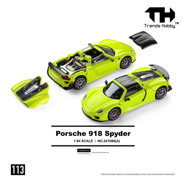 Porsche 918 Spyder Acid Yellow Trends Hobby 1:64