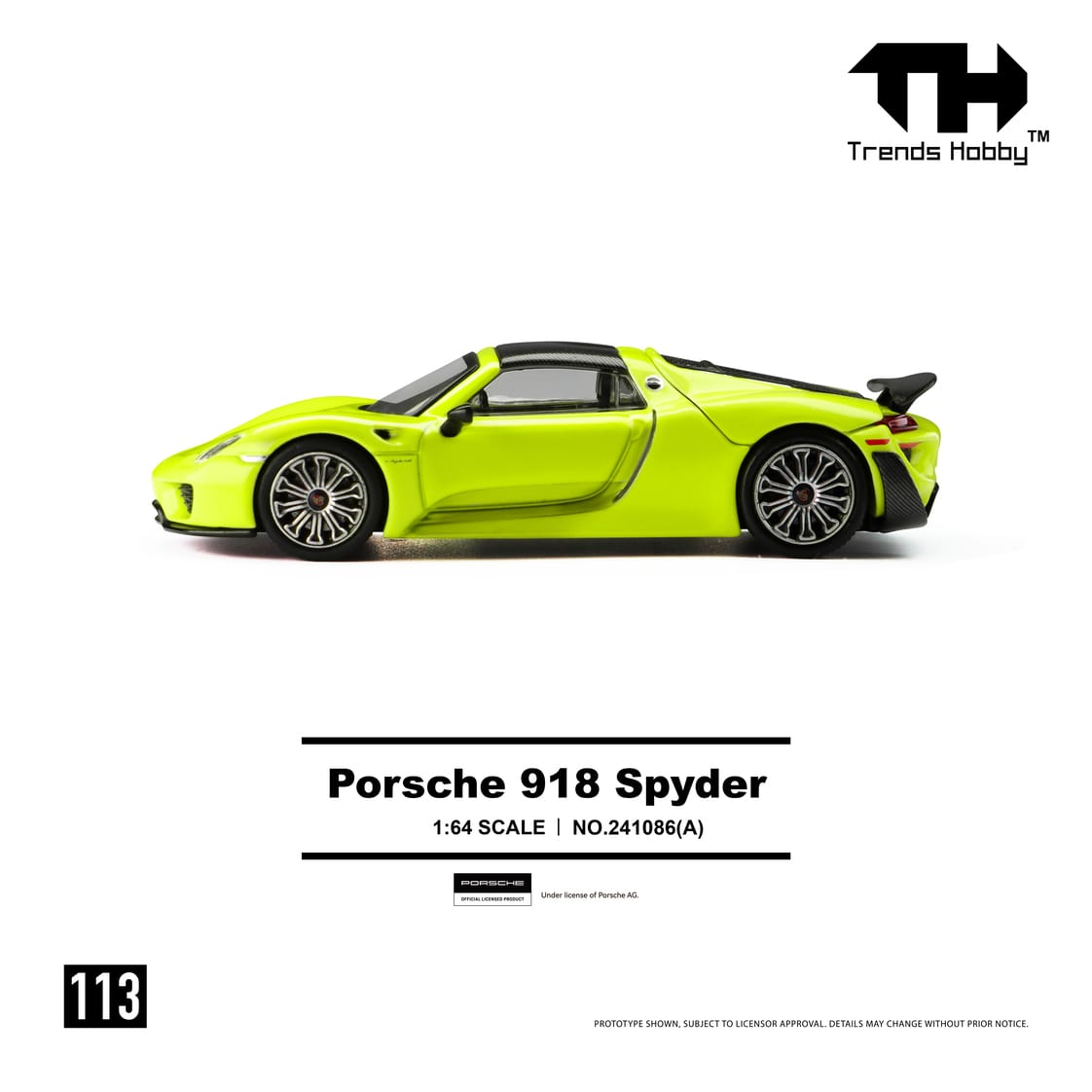 Porsche 918 Spyder Acid Yellow Trends Hobby 1:64