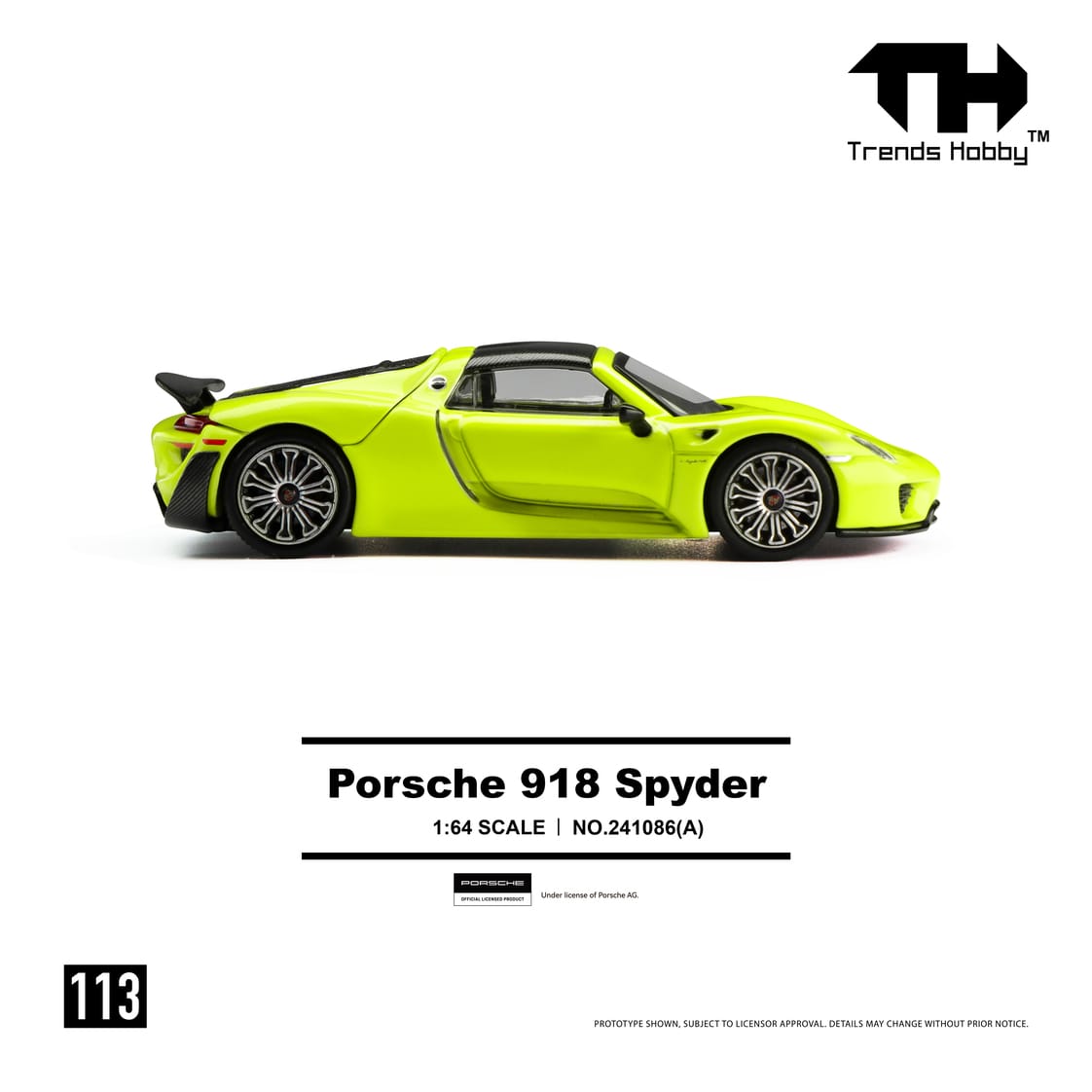 Porsche 918 Spyder Acid Yellow Trends Hobby 1:64