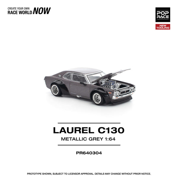 Nissan Laurel C130 Metallic Grey 1/64 Pop Race