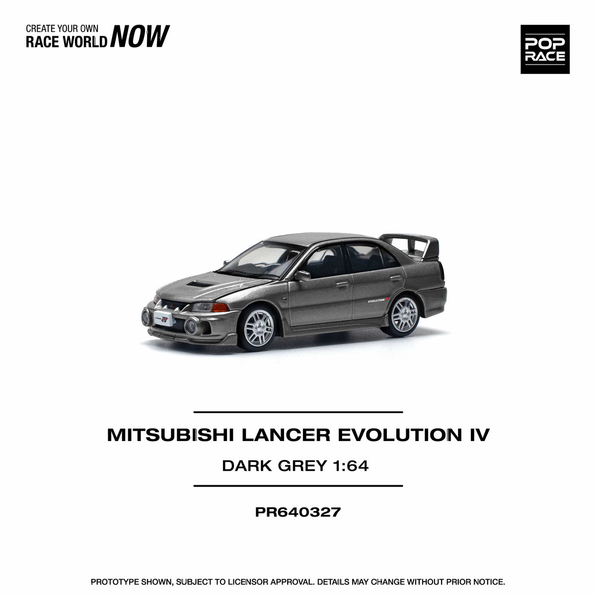 Mitsubishi Lancer Evolution IV Dark Grey Pop Race 1/64 scale