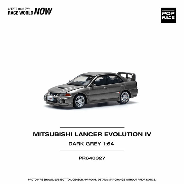Mitsubishi Lancer Evolution IV Dark Grey Pop Race 1/64 scale