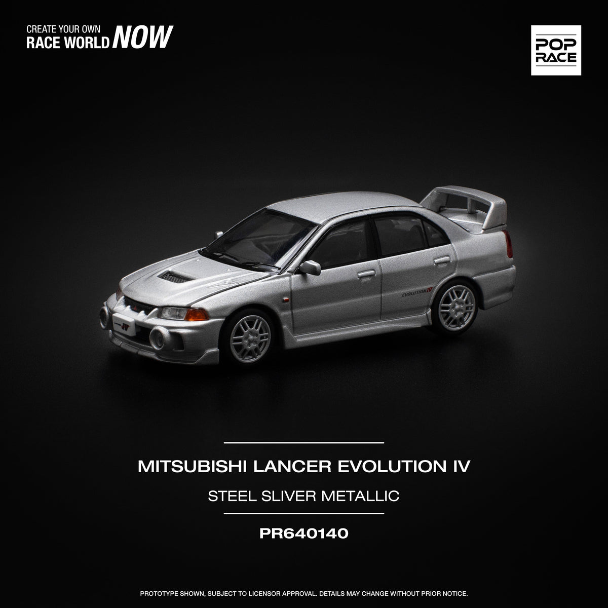 Mitsubishi Lancer Evolution IV Steel Silver Pop Race 1/64 scale (pre-order)