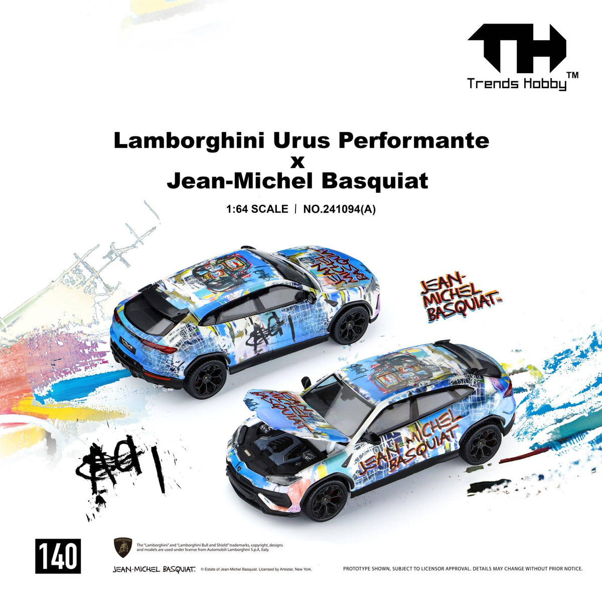 (PRE-ORDER) Lamborghini Urus Performante Basquiat White Blue Trends Hobby 1/64 241094(A)