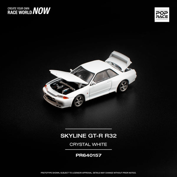 Nissan Skyline GTR R-32 Crystal White Pop Race 1/64