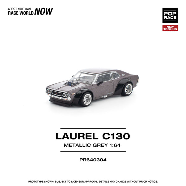 Nissan Laurel C130 Metallic Grey 1/64 Pop Race