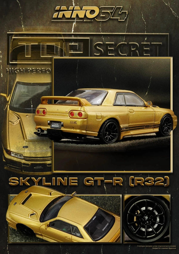 Nissan Skyline Top Secret BNR32 GT-R 650R Gold Inno64 1/64 scale
