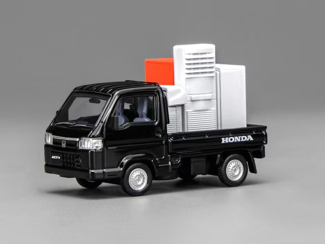 Honda Acty Truck Customized Black Motorhelix 1/64 Scale