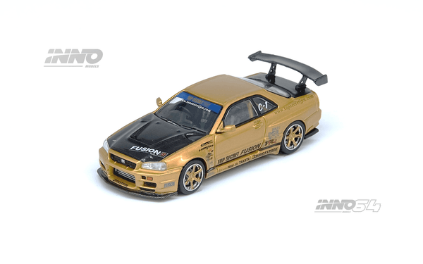 Top Secret Nissan Skyline GT-R R34 Gold Inno64 1/64 scale