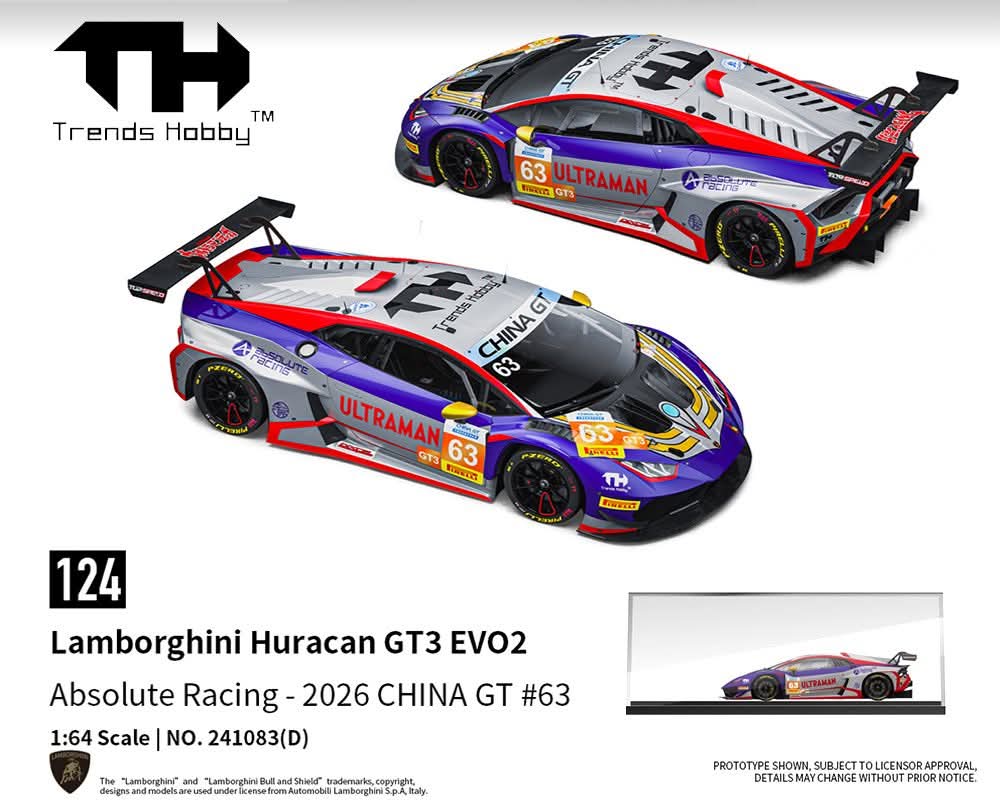 Lamborghini Huracan GT3 Evo 2 Ultraman Absolute Racing CHINA GT 2026 #63 Trends Hobby