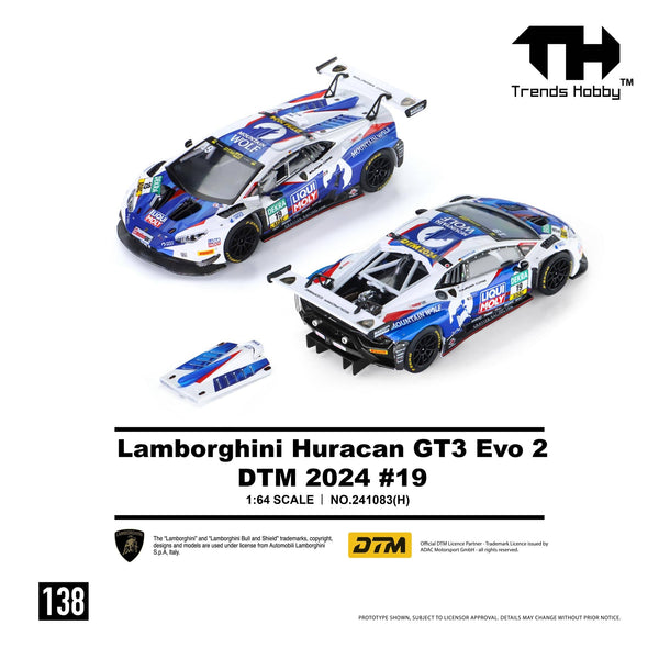 (PRE-ORDER) Lamborghini Huracan GT3 EVO2 DTM 2024 No. 19 Trends Hobby 1/64 241083(H)