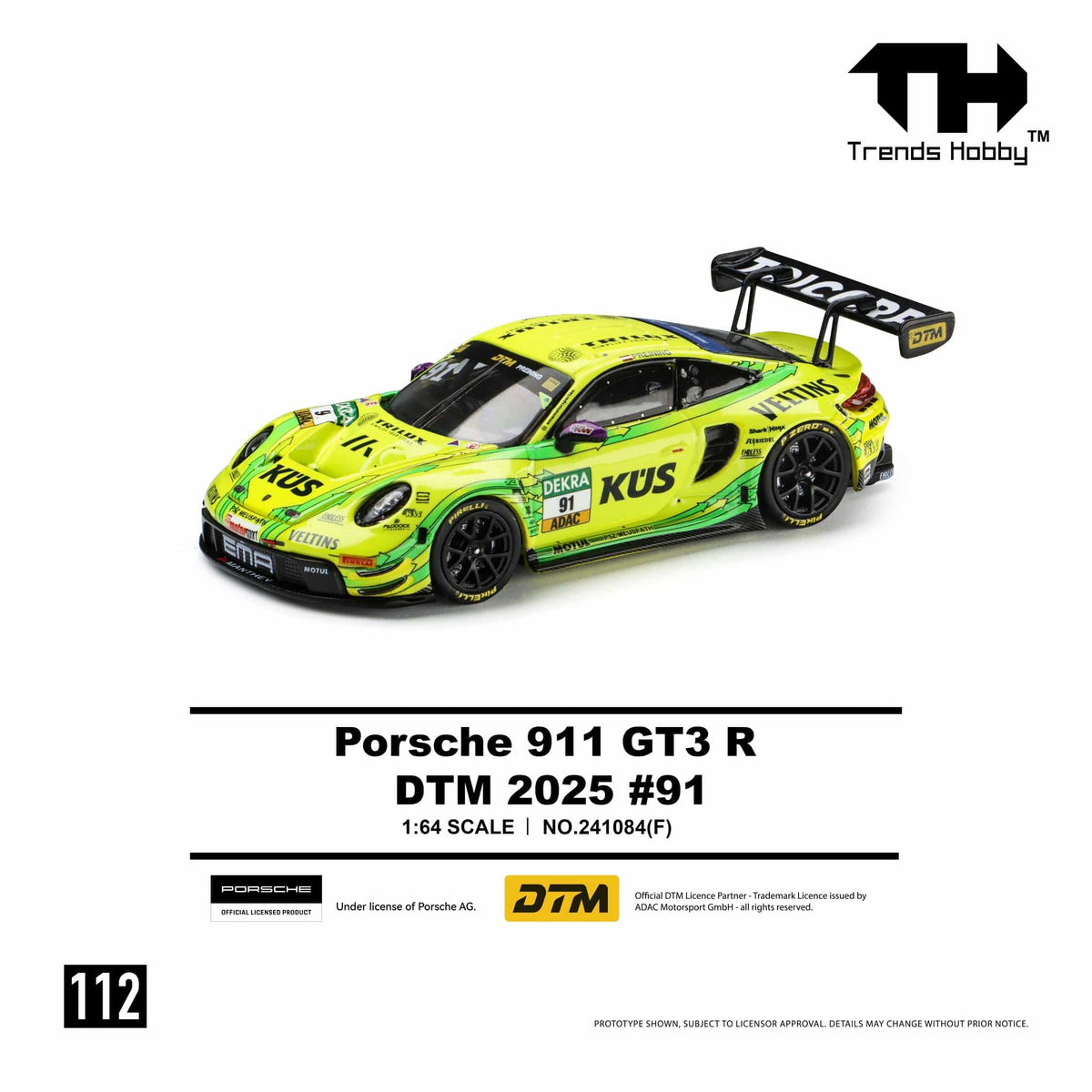 (PRE-ORDER) Porsche 911 GT3 R DTM 2025 No. 91 Trends Hobby 1/64 241084(F)