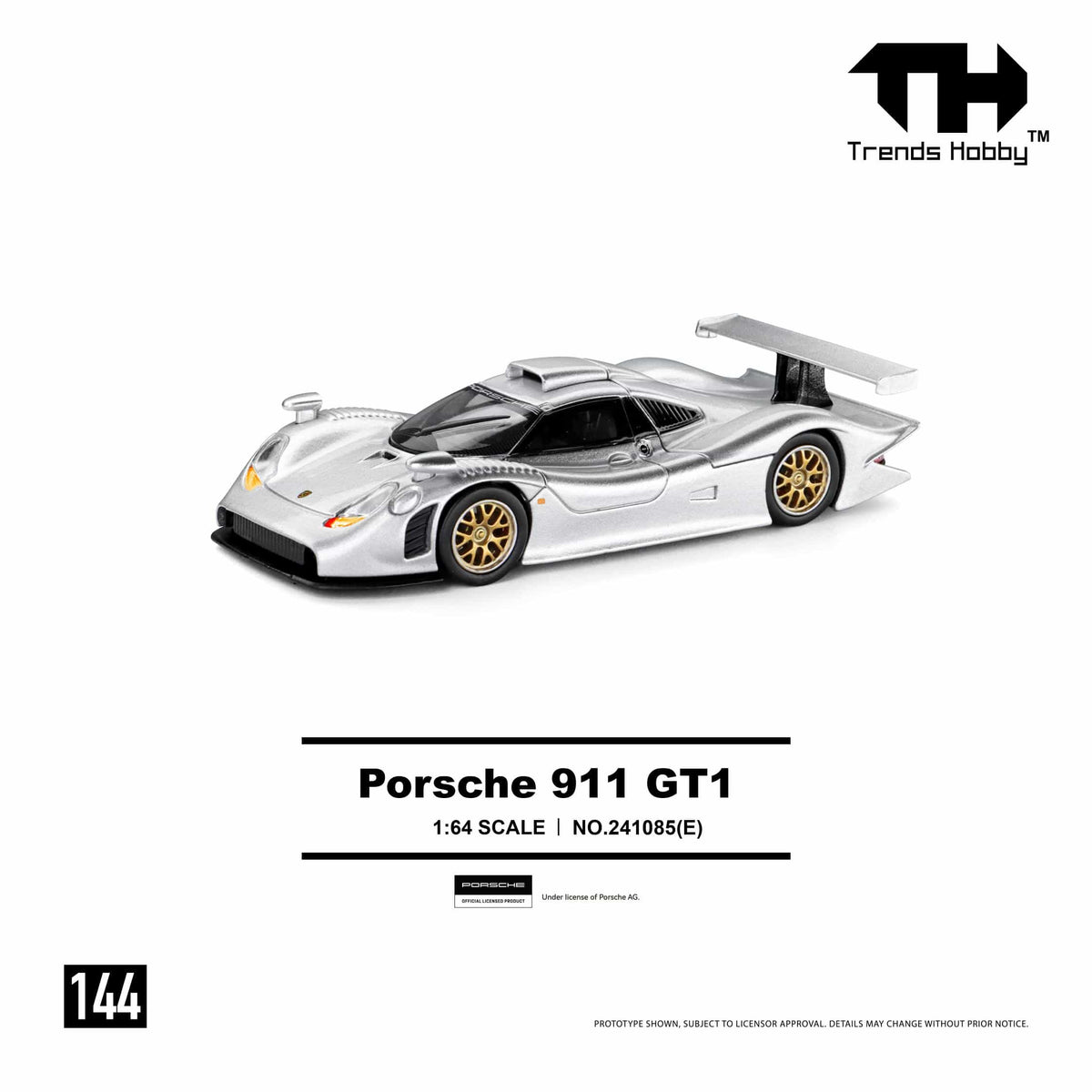 (PRE-ORDER) Porsche 911 GT1 1998 Silver Trends Hobby 1/64