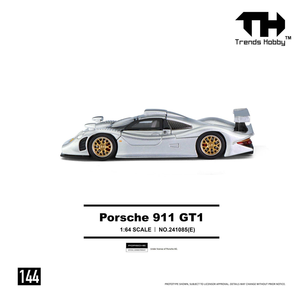 (PRE-ORDER) Porsche 911 GT1 1998 Silver Trends Hobby 1/64 241085(E)