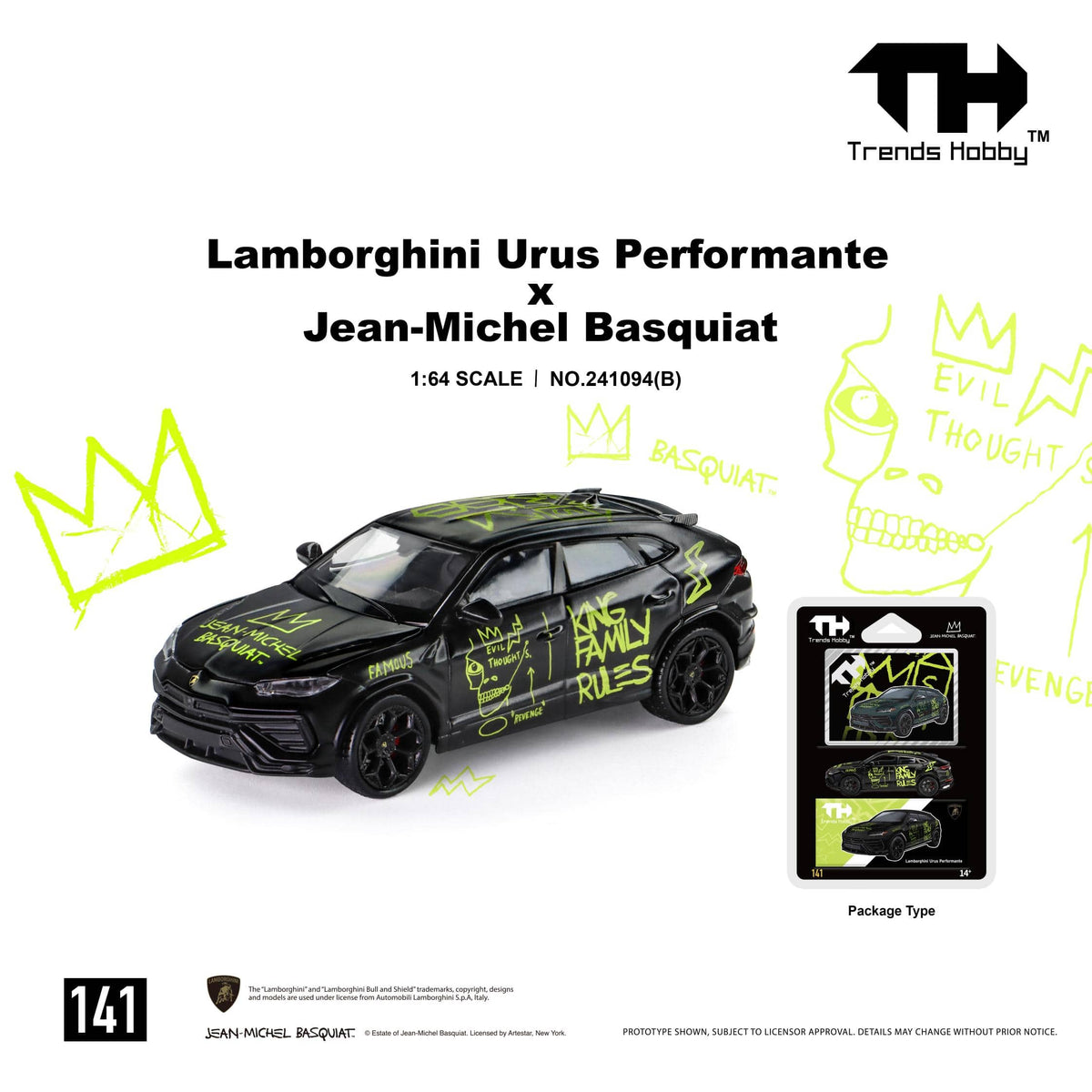 (PRE-ORDER) Lamborghini Urus Performante Basquiat Black Trends Hobby 1/64