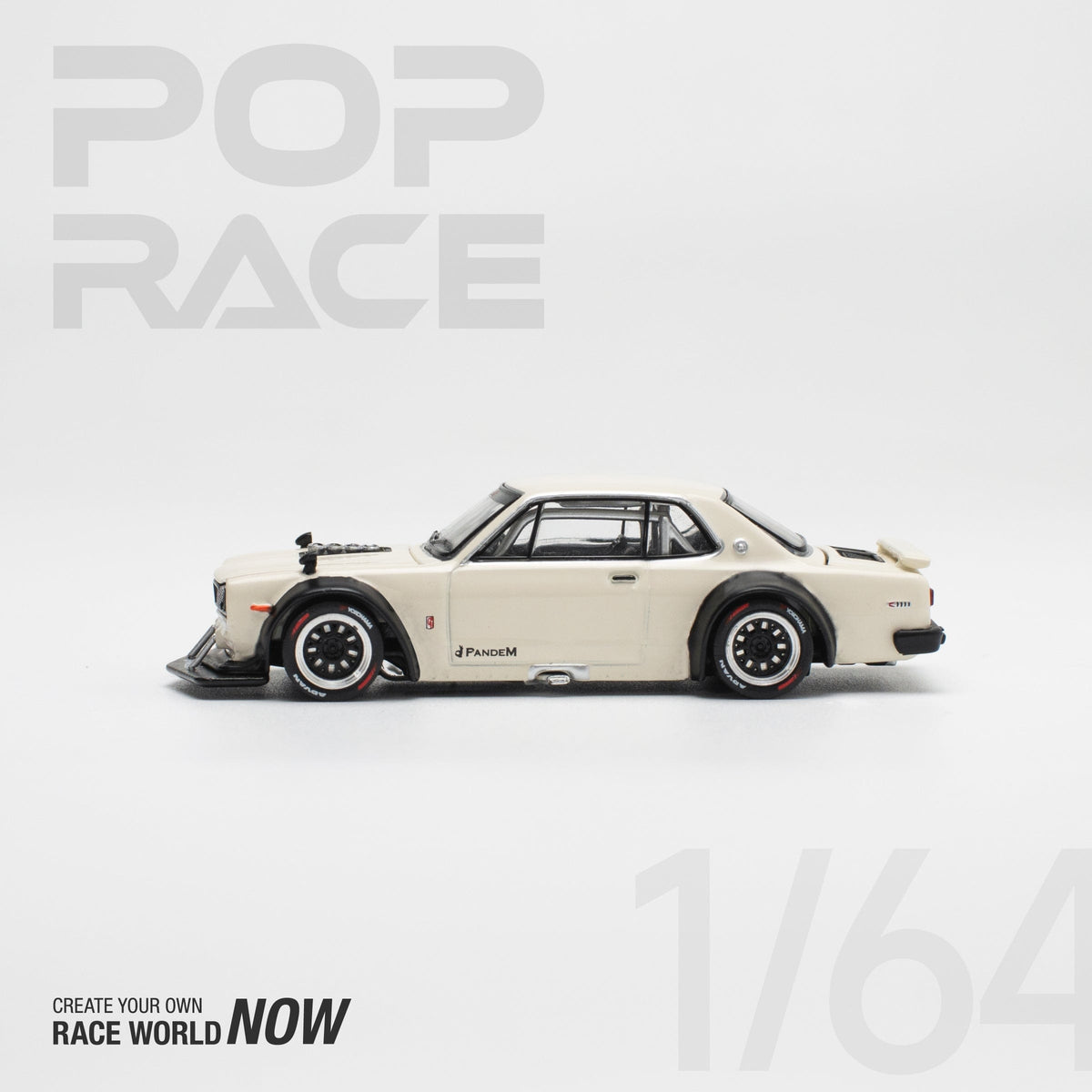 Skyline GT-R V8 Drift (Hakosuka) White 1/64 Pop Race 