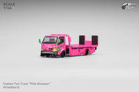 Pink Roxy Dino Custom Tow Truck Flat Bed  Micro Turbo 1/64 scale