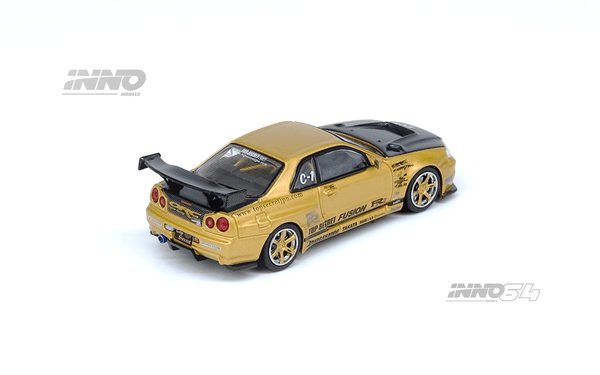 Top Secret Nissan Skyline GT-R R34 Gold Inno64 1/64 scale
