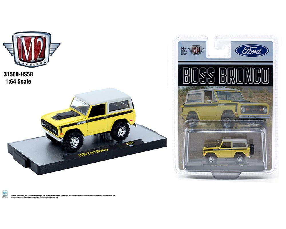 1969 Ford Bronco  BOSS Beige with White Top Two-Tone M2 Machines 1/64 scale