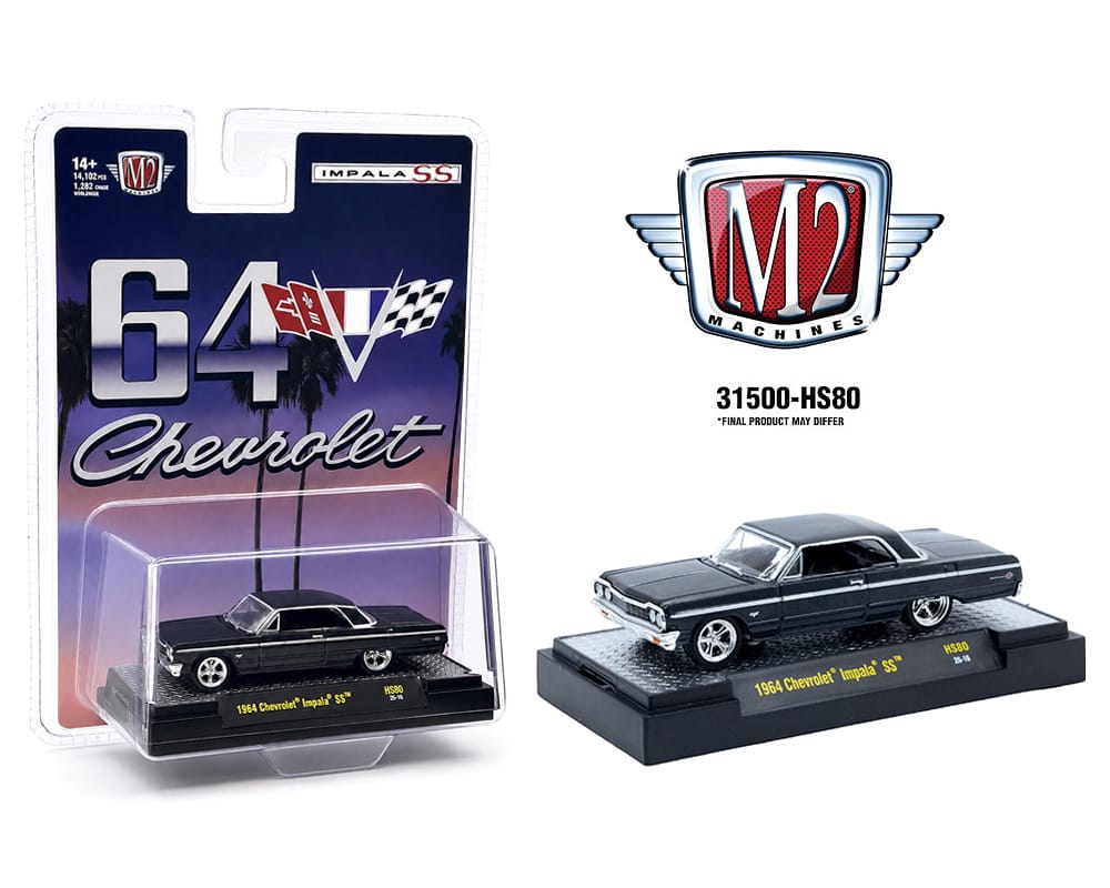 (PRE-ORDER) 1964 Chevrolet Impala Hard Top Daytona Blue Metallic M2 Machines Hobby Exclusive 1/64 31500-HS80
