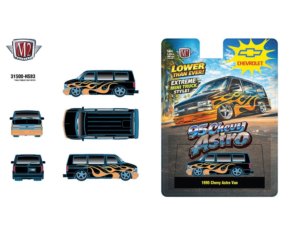 1995 Chevrolet Astro Van Black with Flames M2 Machines 1/64 31500-HS83