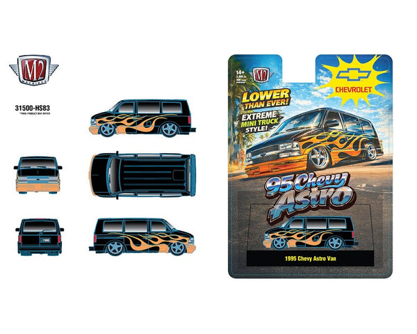 1995 Chevrolet Astro Van Black with Flames M2 Machines 1/64 31500-HS83