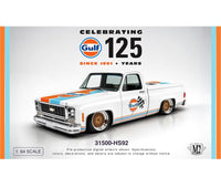 1973 Chevrolet Custom Deluxe 10 "GULF" White M2 Machines 1/64 31500-HS92