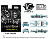 (PRE-ORDER) 2026 Dias De Los Muertos 1964 Chevrolet Impala SS Hard Top Lowriders Pearl White Mijo Exclusives M2 Machines 1:64 31500-MJS106
