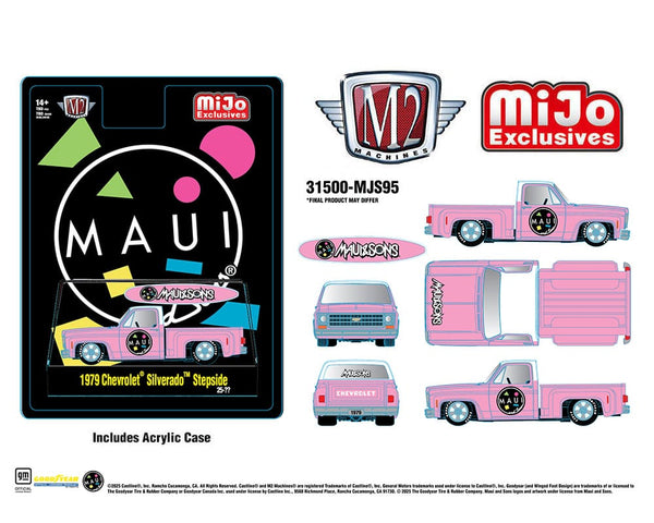 1979 Chevrolet Silverado Stepside with Surfboard Maui & Son Pink MiJo Exclusives Limited Edition