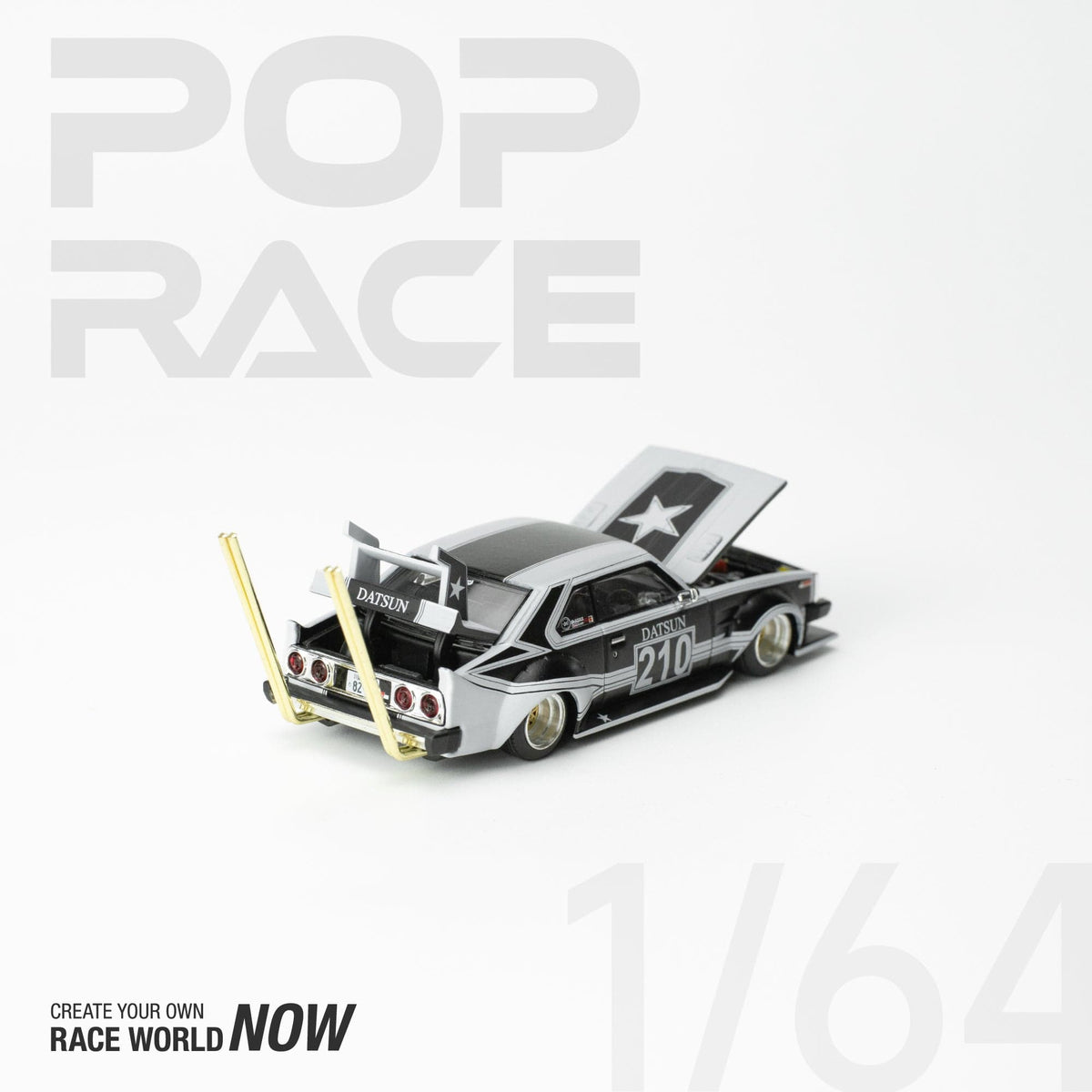 Skyline C210 Kaido Racer Bosozoku Style Matt Black Pop Race 1/64