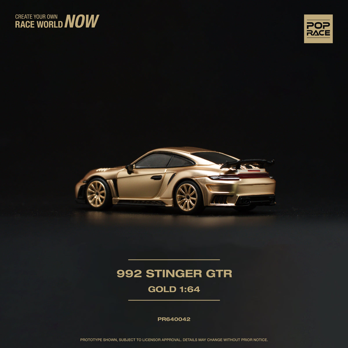 Porsche 992 Stinger Gold Pop Race 1/64 scale