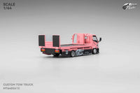 Simon's Garage Custom Hauler Flat Bed Tow Truck Pink  Micro Turbo 1/64 scale